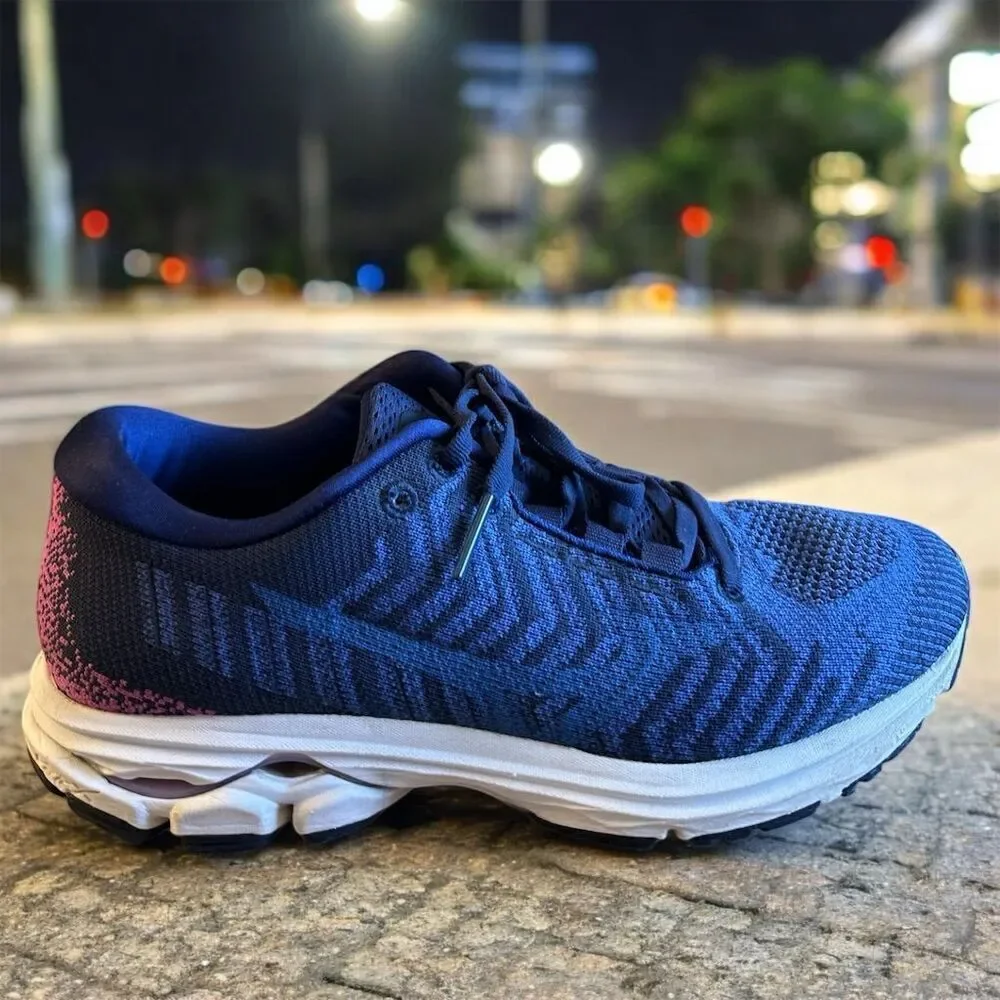 Mizuno Wave Rider Waveknit Navy Blue Women's Athletic Shoes
